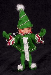 Annalee Candy Cane 5" Elf Girl Christmas Plush Doll Posable Display